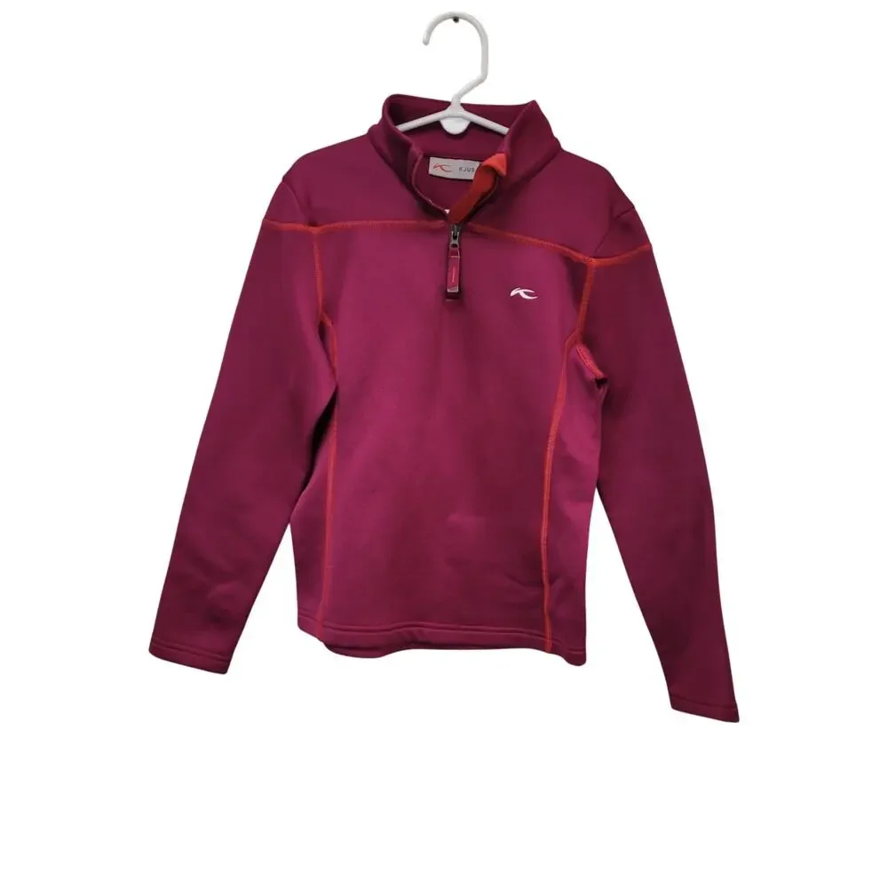 KJUS Kids Fleece Jacket Size 128 (Size 8) Pink Quarter Zip Ski Mid Layer Outdoor
